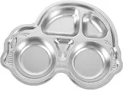 ULTECHNOVO Divided Kids Plates Stainless Steel Toddler Plate Baby Cutlery Set Silverware for Lunch Box Dish Portion Control Meal Snake Veggie Tray