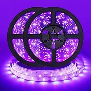 33FT/10M UV Black Light Strip, 24W Flexible Blacklight LED Strip, 3528 600 LEDs 395nm-405nm Non-Waterproof Blacklight Fixtures Kit with 12V 3A LED Power Supply for Fluorescent Dance Party