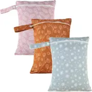 3 Set Wet Bags for Baby Cloth Diapers, Reusable Waterproof Wet Bag Storage Ba...