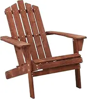 Wooden Beach Chair, High Back Patio Garden Furniture, Brown, 150 kg Capacity
