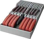 Drawer Knife Organizer, In-Drawer Knife Block Holder Without Knives,Can Hold 16 Knives and 1 Sharpening Steel (Not Included) Suitable for Kitchen Drawer (Polypropylene (PP), hold 16 knives)