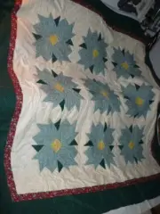 Handmade Unfinished Floral Quilt Top With Batting & Backing Partially Quilted
