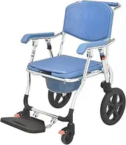 Toilet Seats & Commodes Shower Wheelchair, Toilet Commode Chair with Foldable Armrests, Toilet Transport Chair with Wheels, Shower Wheelchair Commode