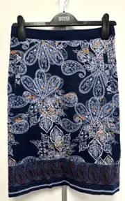 NEW! White Stuff UK6 Eur34 US2 indigo blue paisley patterned lined skirt