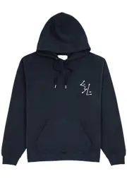 Second Layer Live Wire Printed Hooded Cotton Sweatshirt - Navy - XL XL