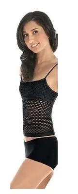 Eurotard 0005 Women's One Size Fits Most Black Camisole Fishnet Crop Top w/ Bra