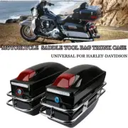 2X Motorcycle Hard Saddle Bags Trunk Side Saddlebags Universal For Harley Models