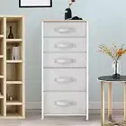 5 Drawer Dresser Shelf Storage Chest Bin Organizer Nightstand Cabinet Light Gray