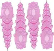 VICSDEP Silicone Stretch Lids, 24 Pack Reusable Silicone Lids, Silicone Bowl Covers For Food Storage, 6 Sizes To Meet Most Containers to Keep Food Fresh, Microwave Safe - Easy Clean Pink