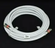 5m RG6 Coax White Quad Shield F-Type Cable Digital TV Foxtel Telstra Optus NBN