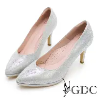 在飛比找Yahoo奇摩購物中心優惠-GDC-奢華流金水鑽尖頭高跟新娘宴會婚鞋-銀色