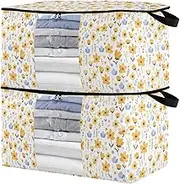 sanluoli 90L 2 Pack Under Bed Storage with Reinforced Handles, clear window Clothing Storage For Closet