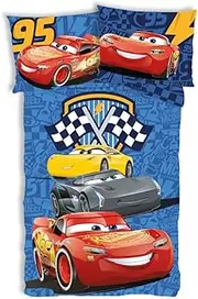 Disney Cars Track Stars 100% Cotton Cot Bed Duvet Cover 100 x 135 cm + Pillowcase 40 x 60 cm Flash McQueen