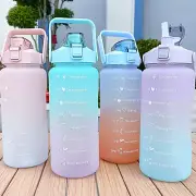 2L Sports Water Bottle Straw Motivational Women's Girls With Time Stamps Gym