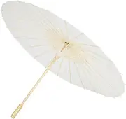 OKJHFD White Paper Decorative Umbrella DIY Blank Paper Umbrella Handmade Art Painting Umbrella Suitable for Wedding Bridal Party Decoration Photo Props DIY Hand-Painted