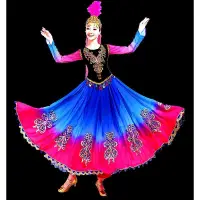 在飛比找蝦皮購物優惠-工廠直銷優選新疆舞服裝女維吾兒族表演服大擺裙刺繡少數民族舞蹈