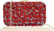 [Milisente] Clutch Bags for Women Sparkly Rhinestone Evening Bag Glitter Crystal Sholuder Chain Bag, Red