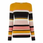 Ladies Oasis Natural Multi Stripe Boat Neck Top S-UK 10, M-UK 12, L-UK 14-16.