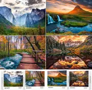 4 Pack 1000 Pieces of Jigsaw Puzzles for Adults, Nature Landscape Scene Challeng