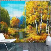 Jungle River Yellow 3D Curtain Blockout Photo Printing Curtains Drape Fabric