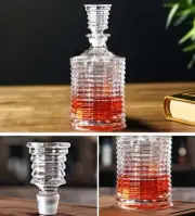 Luxury Lead-Free Crystal Glass Whiskey Decanter with Line Design - 700ml