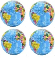 4x Stress Ball GlobeSoft Relief Tension Fun World Gift
