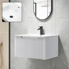 Wall Vanity Unit 76cm Ceramic Basin Bathroom Cabinet Soft-closing Drawer White