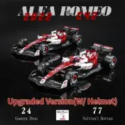 Bburago 1:43 2022 F1 Alfa Romeo C42 #24 Zhou,#77 V.Bottas Model Car Toy + Helmet
