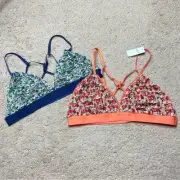 Aerie Ruffle Front Triangle Blue Orange Bralettes Size Medium