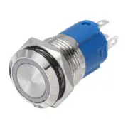 RED led Light 16mm 12V Stainless Steel Switch Momentary Push Button 5 Pin SPDT