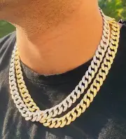 12mm 20" CZ VVS Miami Cuban Link Chain Iced Choker Necklace 14k Gold Finish ICE
