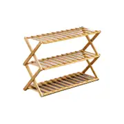 Ozoffer 3 Tier Folding Shoe Rack Bamboo Wooden Shelf Stand Storage Organizer Cabinet