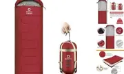 Warm Weather Sleeping Bag - Portable, Waterproof, Compact Wine red