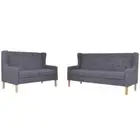 2pcs Sofa Set Lounge Couch Futon Seater Lovechair Button Arm Chair Fabric Grey