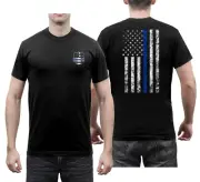 Rothco Thin Blue Line Shield T-Shirt - Men's Black TBL US Flag Tee With Shield