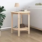 Round Coffee Table: Ø 55x60 cm Solid Pine Wood Table, Living Room Decor, Modern Center & Storage Tables