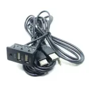 Universal Car Marine Flush Dash Mount AUX Dual USB Extension Cable Adapter 150CM