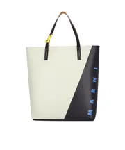 Marni Logo Printed Two-Toned Tote Bag One size White
