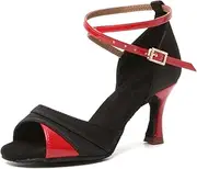 [ZSZJSM] High Heels Women’s Jazz Dance Shoes Girls T-Shoelace Salsa Practice Sandals for Dance Classes and Performances