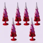 Cody Foster Tabletop Glass Christmas Trees, 12.5" Ombre Red to Pink, Set of 6