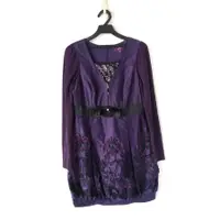 在飛比找蝦皮購物優惠-210104品牌S&R莎蕾紫色緞面花朵亮片裝飾長袖洋裝小禮服