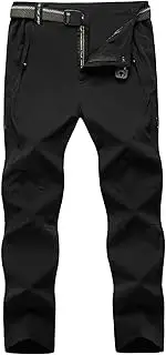 [TBMPOY] Men's Lightweight Hiking Pants with Belt 5 Zip Pockets Waterproof Quick-Dry Travel Fishing Work Outdoor Pants