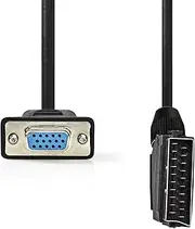 Nedis SCART Cable - SCART Male - VGA Female - Nickel Plated - 480p - 2.00 m - Round - PVC - Black - Label