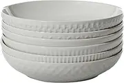 Maison Neuve Set of 6 White Ceramic Bowls - 34oz Big Salad Plates, Pasta Bowls - White Soup Bowls, Gift Set, Entree Dinner Dining Plates for Eating