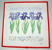 Julie 16" Square Hand Painted Needlepoint 18 Mesh Canvas Purple Iris 182716