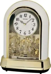 NEW White Rhythm Crystal 36 Songs Musical Motion Mantel Shelf Clock 4RH794WU03