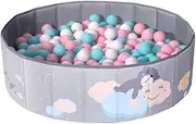Keezi Ball Pit, 100 x 100 x 30cm Foldable Foam Balls Pits Kids Soft Pool Playpen Barrier Ideal Gift Toys for Baby Children Toddlers, Suitable for 3-8 Years Old Grey