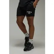 Mens Black Man Active One More Rep NYC Washed 5inch Short