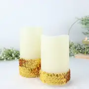 1" x 10 yards GOLD Metallic Sequin Fabric RIBBON Stretchable Lace Trim Party