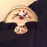 1960 Murano ITALY hand blown Napkin Holder & CAPODIMONTE ceramic flowers RARE !